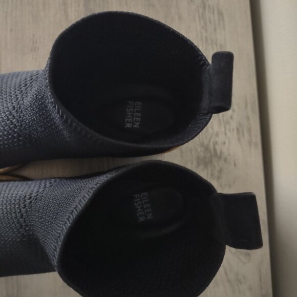 Eileen Fisher - black low wedge ankle boots booties - EUC - size 8.5 - Picture 6 of 7